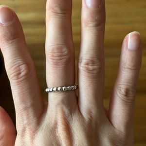 Metallic sphere stackable ring. Silver, size 7.